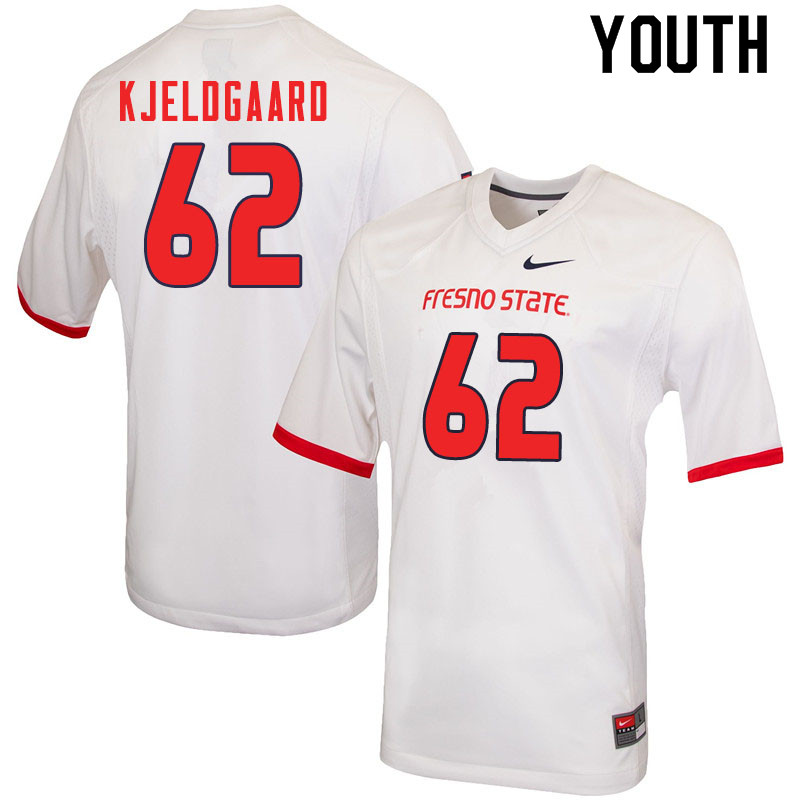 Youth #62 Matt Kjeldgaard Fresno State Bulldogs College Football Jerseys Sale-White